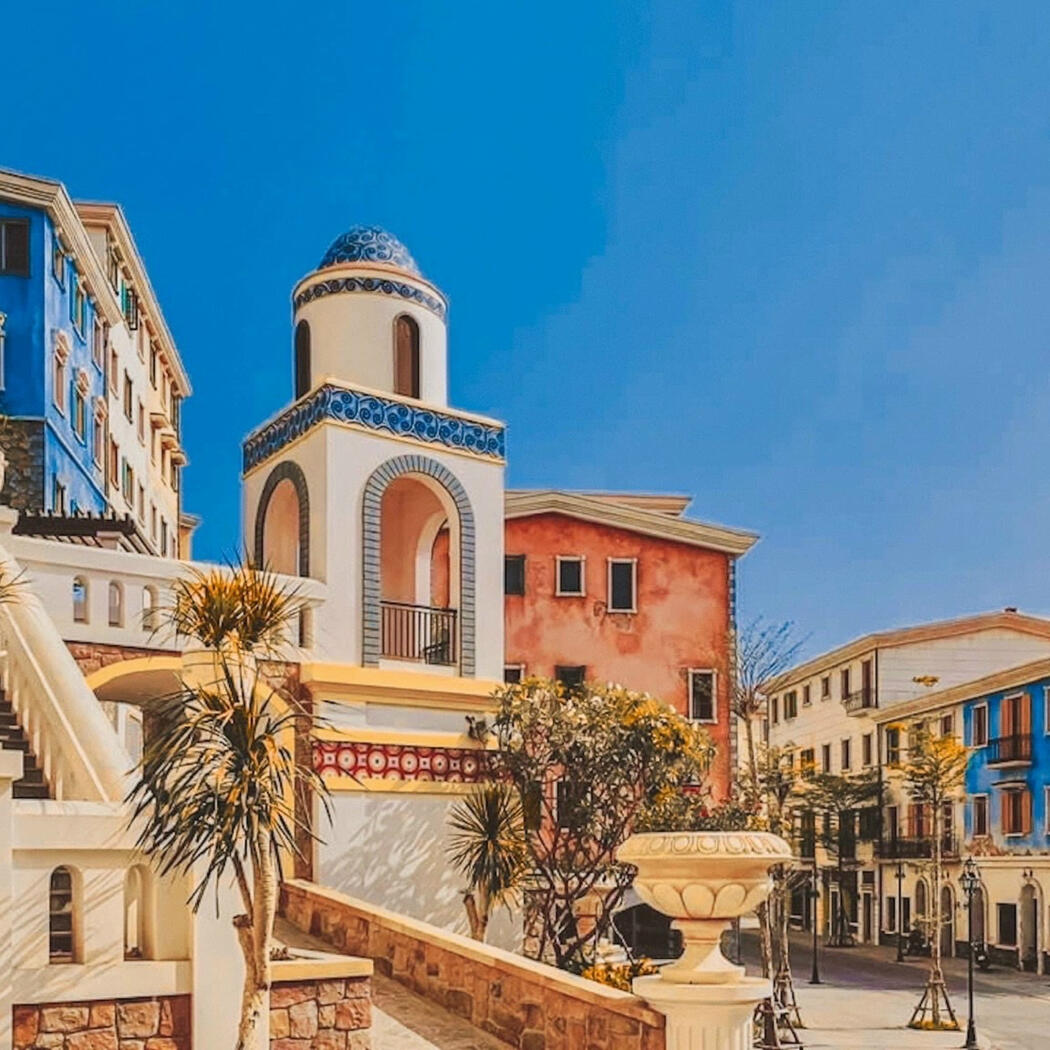 Thị trấn Sunset town nhìn từ trên cao